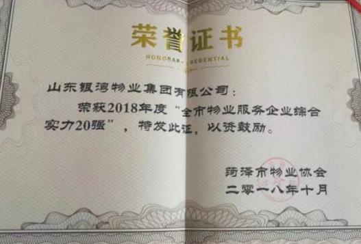 银湾集团｜热烈祝贺集团公司斩获2018年度菏泽市优秀企业及先进个人等多个奖项！